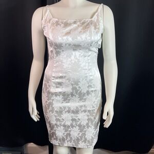 Vintage Jessica‎ McClintock Gunne Sax White Brocade Dress Size 9 USA. 80s 90s